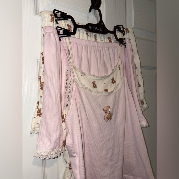 SugarBoo & Co Light Pink and Teddy Bear Pajama Sleep Set - Picture 2 of 5